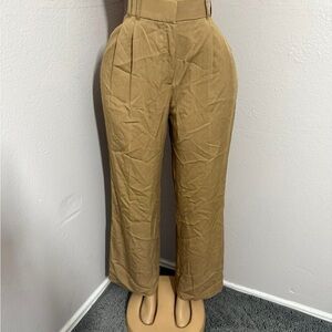 High-Waist Straight Leg Pants in Tan